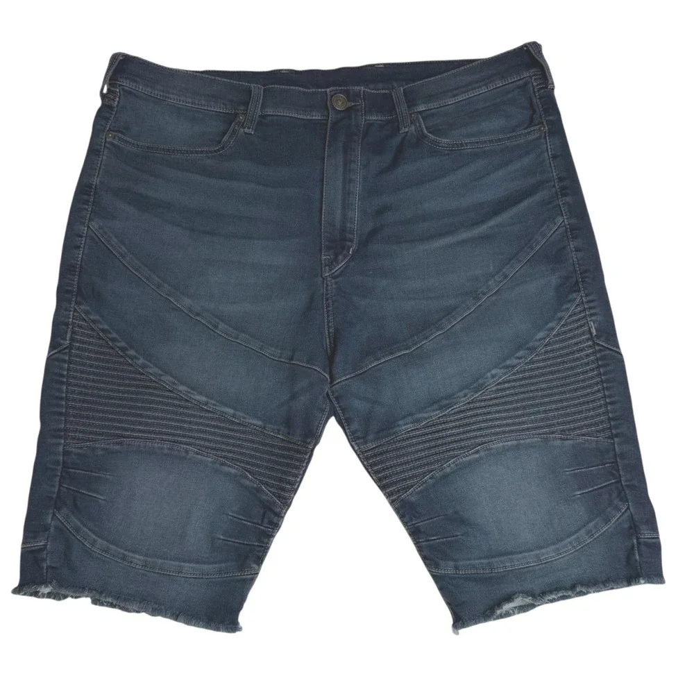 True Religion Geno Moto Biker Denim Shorts Dark Wash Mens 42